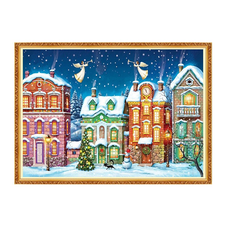 自己绣雪景十字绣冬天圣诞2025新款客厅满绣风景喜庆圣诞别墅欧式
