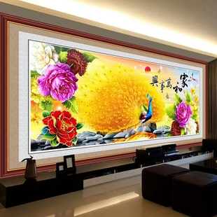 5d钻石画满钻新款客厅家和万事兴孔雀手工点砖石贴画粘贴十字绣