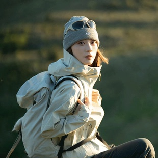 登山冷帽女士户外徒步2025新款毛线针织帽大头围川西旅游套头帽子