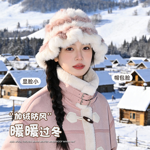毛绒醒狮帽子女士冬季2025新款东北旅游氛围感包头针织毛线帽冷帽