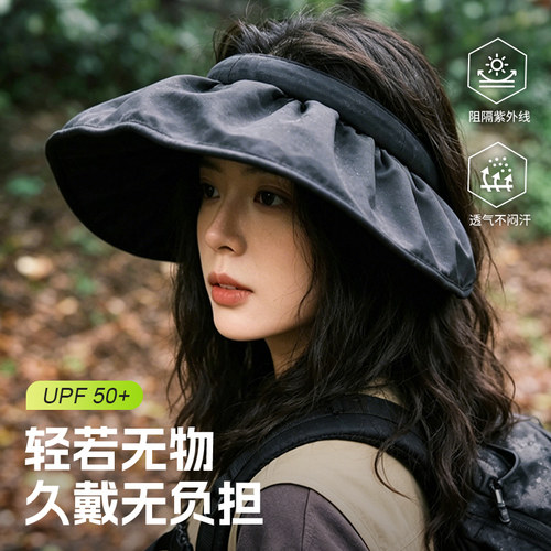 夏季女款大檐防晒空顶贝壳帽可折