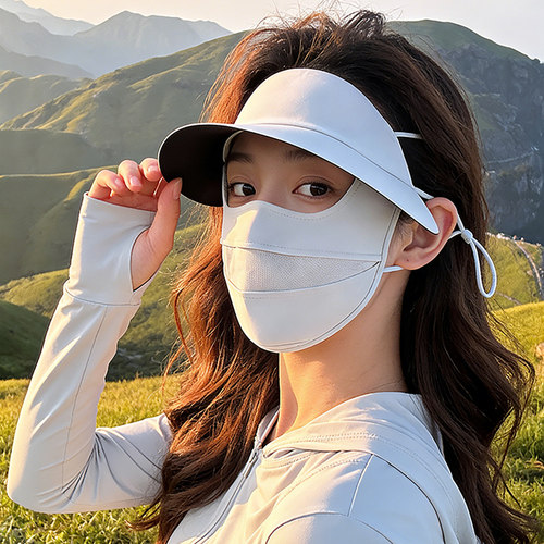 爬山防晒面罩女帽子口罩一体
