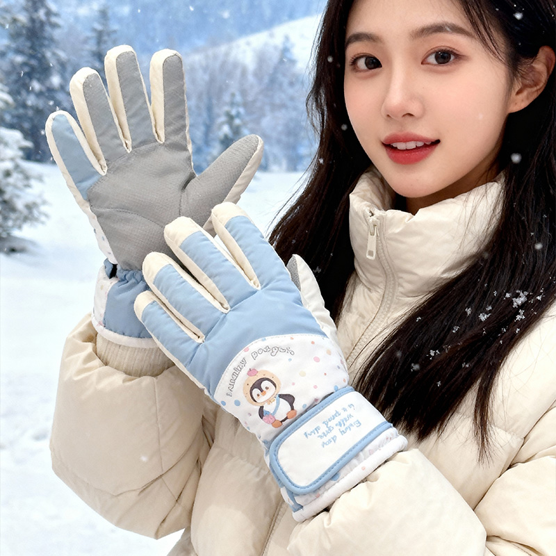 滑雪手套女冬季2025新款电动车骑行防风保暖神器可触屏御寒棉手套