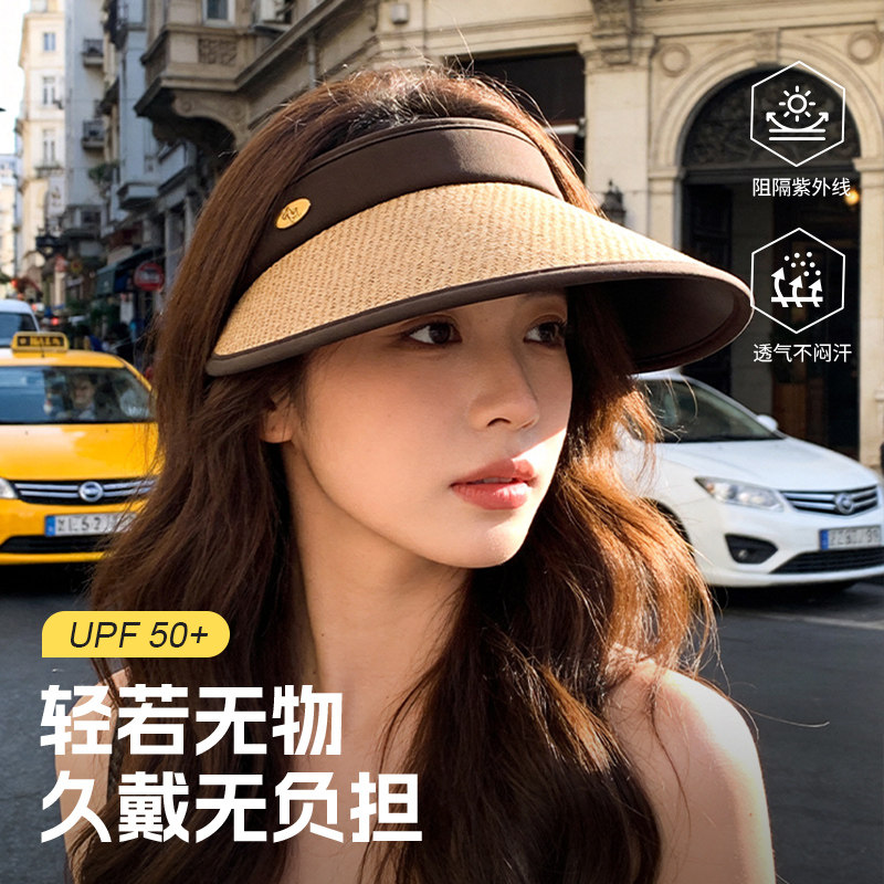 夏季大檐草编女士防晒遮阳帽图片