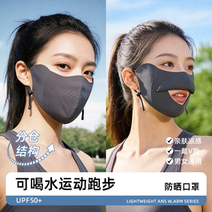 冰丝医美脸基尼开口呼吸透气喝水防 防晒口罩女夏季 UPF50 2026新款