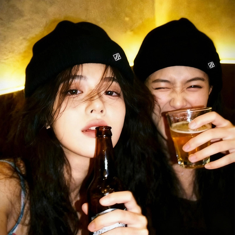 黑色冷帽女2025新款秋冬韩系高级感大头围显脸小堆堆帽毛线针织帽