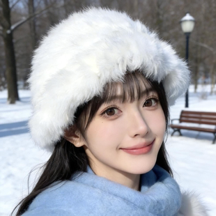 毛绒帽子女士冬季2025新款户外东北防寒装备大头围显脸小保暖冷帽