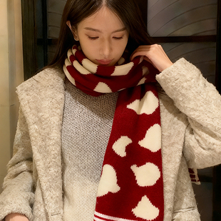 独特漂亮围巾2025新款今年流行爆款女冬新年红色围脖保暖时尚披肩