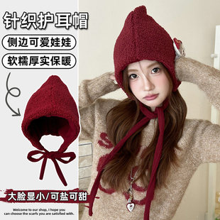 帽子女款秋冬日系可爱保暖加绒巴拉克拉法帽包头帽显脸小百搭冷帽