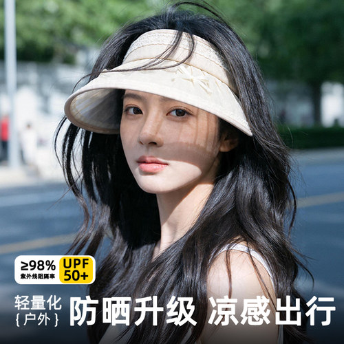 夏季女款空顶大檐防晒帽显脸小