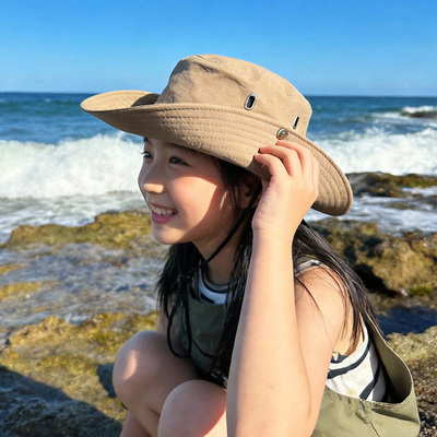 儿童户外渔夫帽男女2026新款夏季户外海边大檐防晒遮阳帽登山帽子