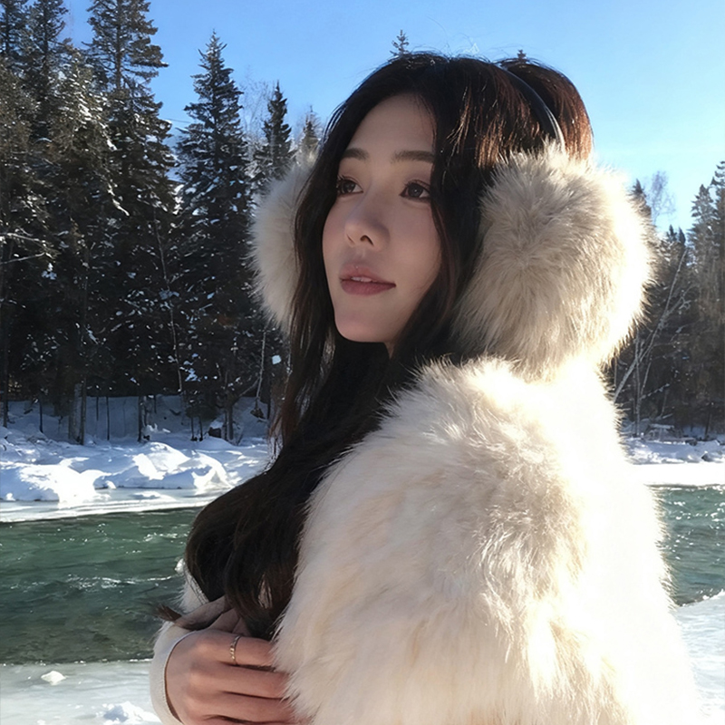 毛绒耳罩女保暖耳包雪地旅游拍照