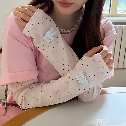 夏季冰丝透气防晒袖套女款波点