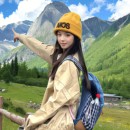 黄色针织帽女2025新款 秋川西旅游山系堆堆帽子大头围包头毛线冷帽