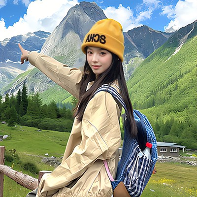 美式针织帽2025新款川西旅游