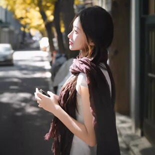 亚麻围巾女款2025新款秋冬天护颈围脖丝巾系脖高级感披肩外搭薄款