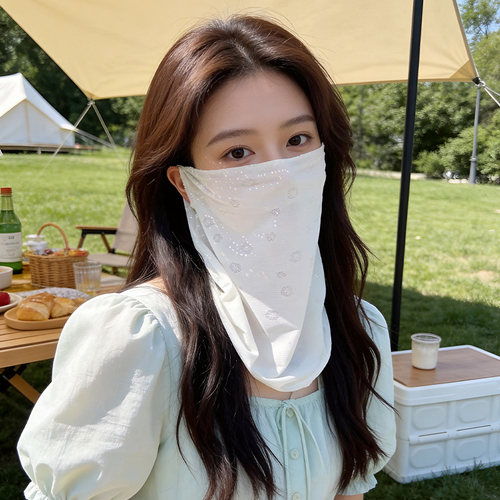 韩版冰丝花朵防晒面罩女夏透气