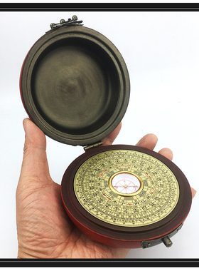 圆形纯铜中式罗盘摆件