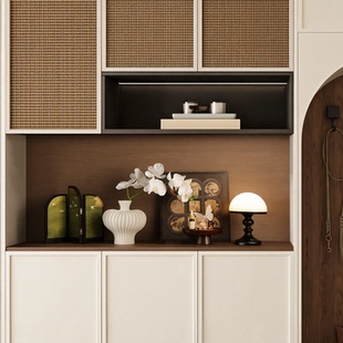 高级感玄关入户收纳摆件轻奢中古风复古鞋柜置物架乔迁新居礼物