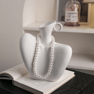 高级感艺术创意人体锁骨陶瓷花瓶摆件玄关桌面客厅小众设计感装 饰