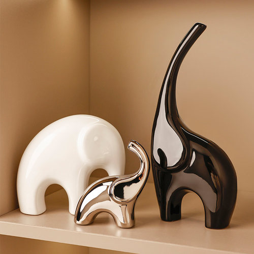 治愈一家三口象摆件酒柜装饰