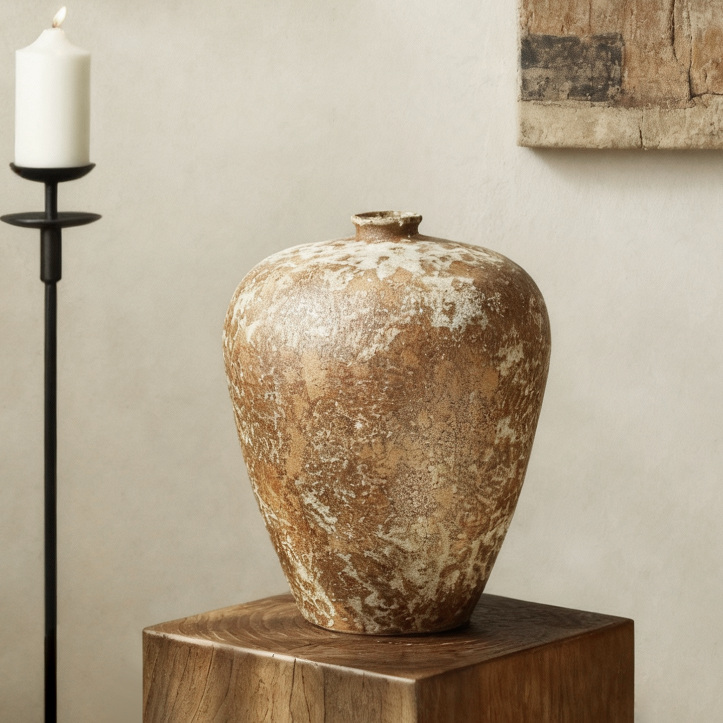 新中式复古陶罐复古粗陶玄关电视柜侘寂风高级感客厅茶室插花摆件,家居饰品,花瓶,淘宝优惠券,粉丝福利购,淘宝优惠卷