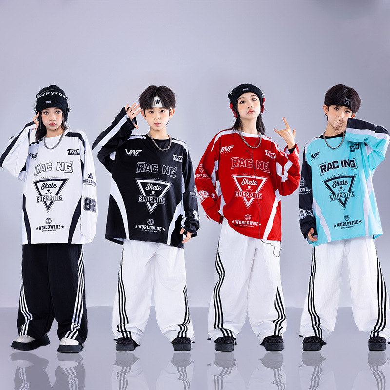 男童装架子鼓表演服装女童嘻哈hiphop街舞运动潮套装少儿演出衣服