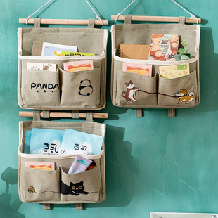 大容量杂物收纳袋卫生间挂式防水自由组合多兜立体帆布挂墙置物袋