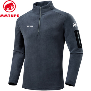 上衣男 户外运动休闲抓绒保暖卫衣秋冬新款 猛犸北极象长袖 T恤男士
