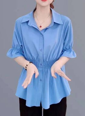 显瘦休闲短袖衬衫女夏季