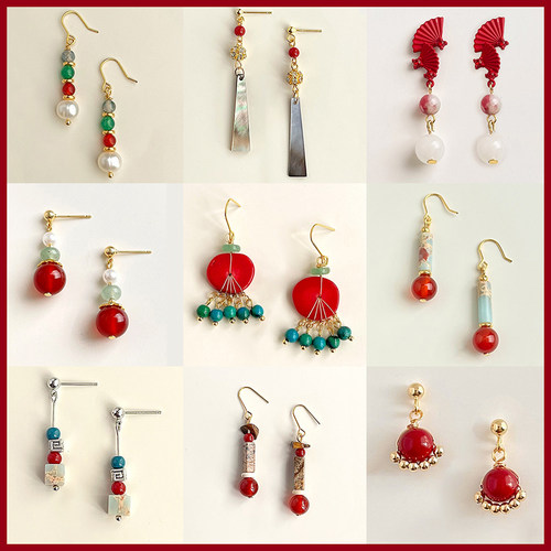 新中式耳环古风手作复古耳饰