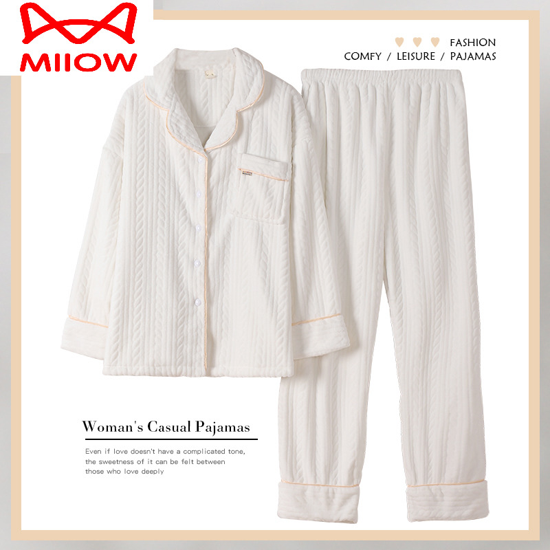 猫人睡衣女士法兰绒加厚保暖