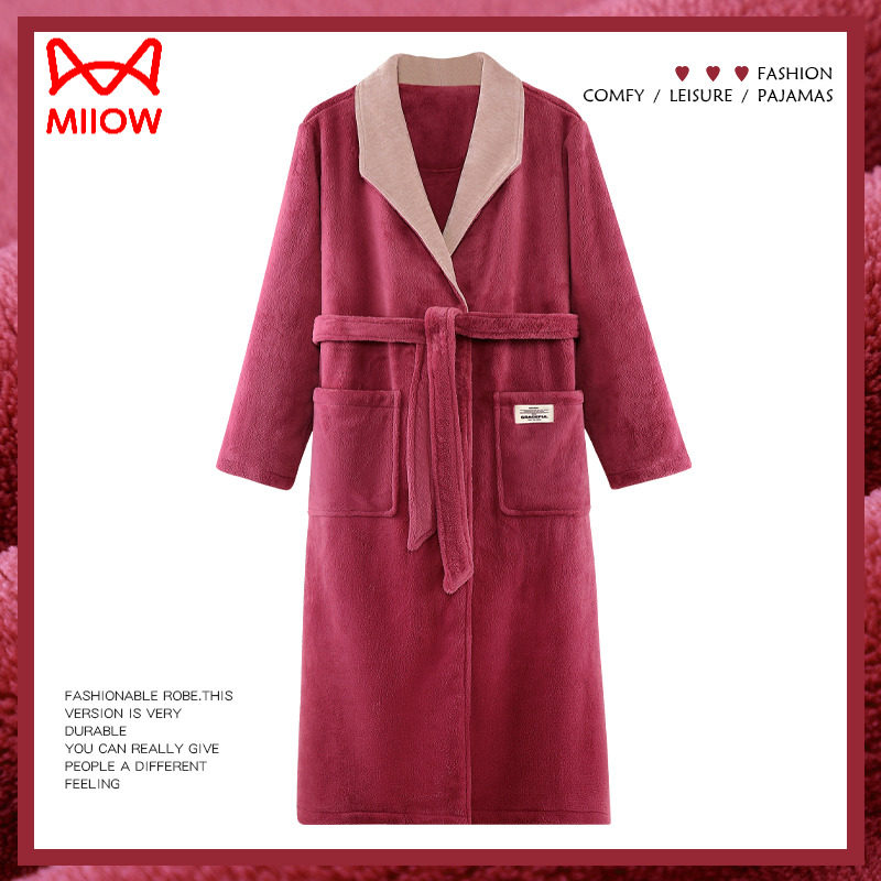 猫人睡袍女士睡衣冬季珊瑚绒加厚加绒长款浴袍秋冬法兰绒浴衣,女士内衣/男士内衣/家居服,睡袍/浴袍,淘宝优惠券,粉丝福利购,淘宝优惠卷