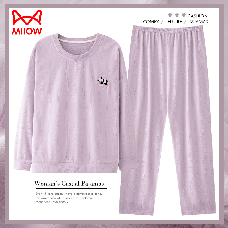 猫人女海岛绒秋冬睡衣家居服