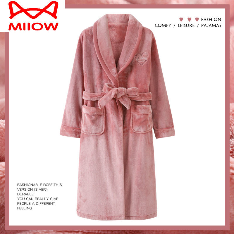 猫人睡袍女秋冬季珊瑚绒浴袍睡衣加厚加绒长款法兰绒浴衣晨袍,女士内衣/男士内衣/家居服,睡袍/浴袍,淘宝优惠券,粉丝福利购,淘宝优惠卷
