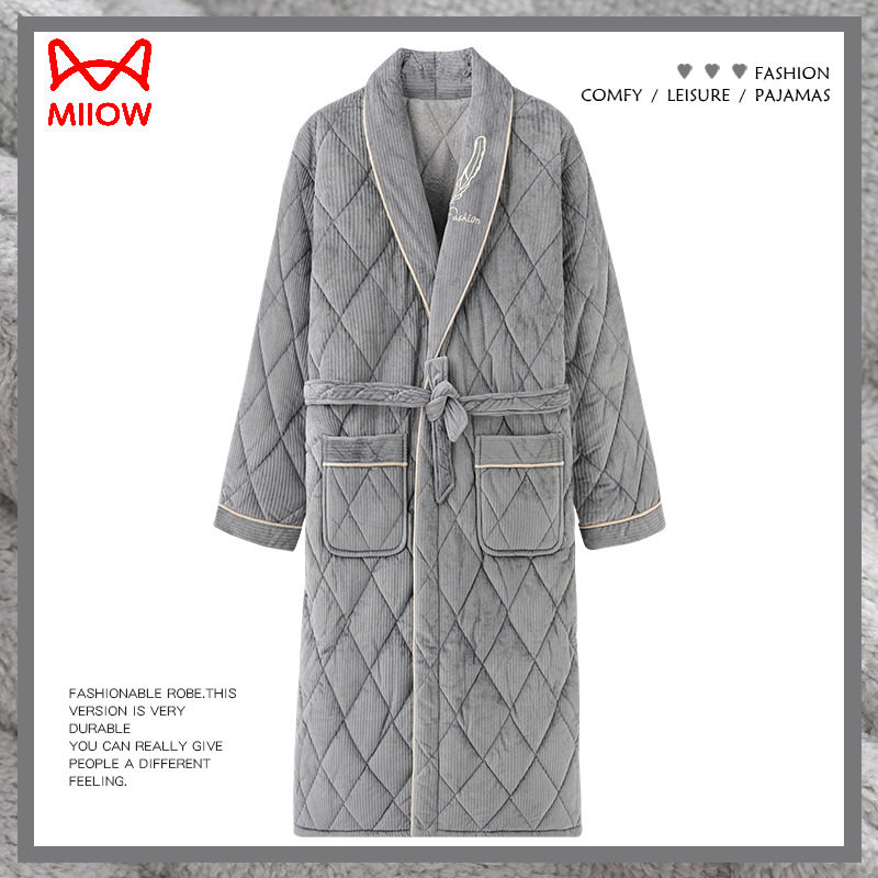 猫人睡袍男士睡衣冬款三层加厚加绒长款珊瑚绒夹棉袄浴袍保暖,女士内衣/男士内衣/家居服,睡袍/浴袍,淘宝优惠券,粉丝福利购,淘宝优惠卷