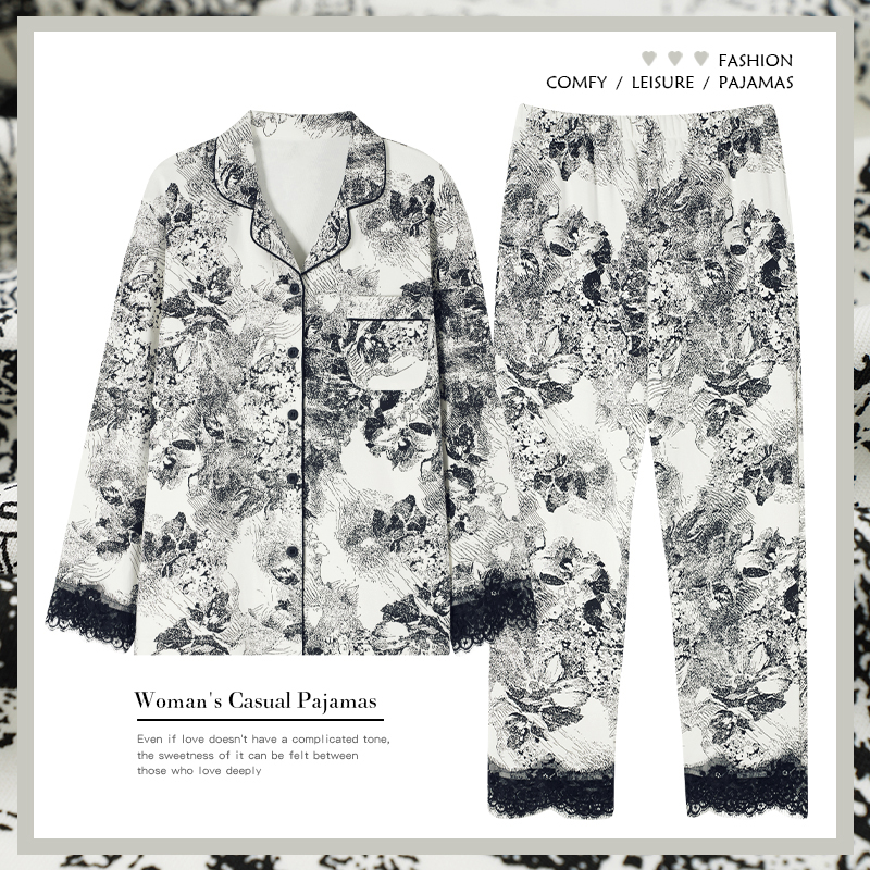 猫人女纯棉春秋款睡衣家居服