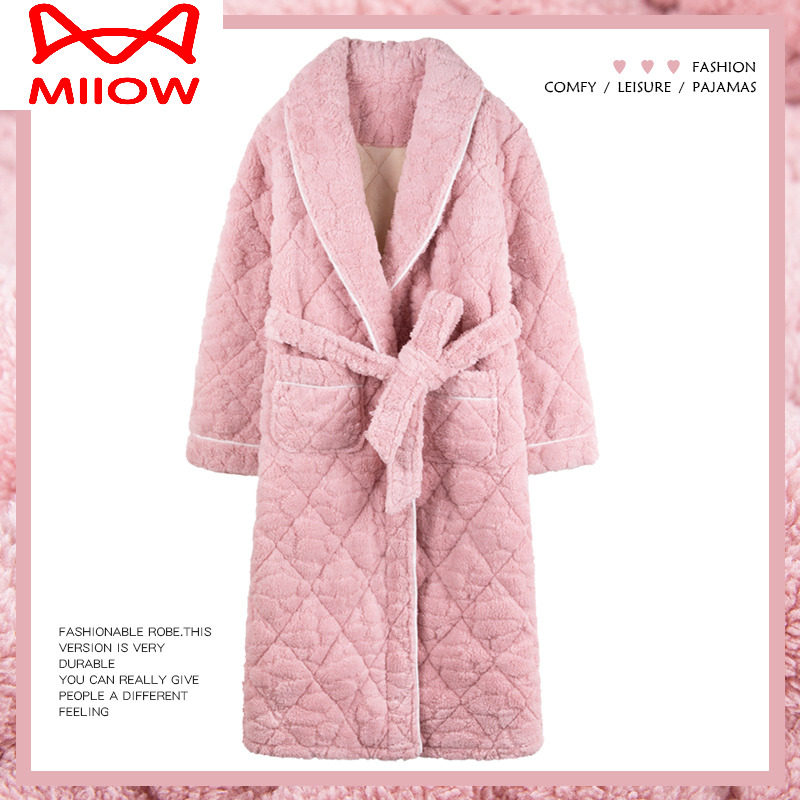 猫人睡袍女秋冬加厚三层珊瑚绒夹棉保暖睡衣加绒浴袍冬季长款,女士内衣/男士内衣/家居服,睡袍/浴袍,淘宝优惠券,粉丝福利购,淘宝优惠卷