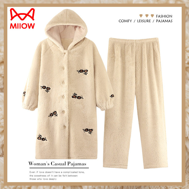 猫人睡袍女冬季珊瑚绒加厚加绒秋冬法兰绒大码冬款冬天家居服,女士内衣/男士内衣/家居服,睡衣/家居服套装,淘宝优惠券,粉丝福利购,淘宝优惠卷