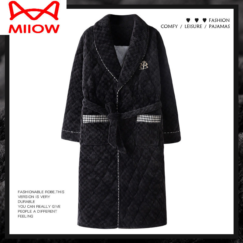 猫人睡袍男士睡衣冬季三层加厚加绒中长款珊瑚绒夹棉浴衣秋冬,女士内衣/男士内衣/家居服,睡袍/浴袍,淘宝优惠券,粉丝福利购,淘宝优惠卷