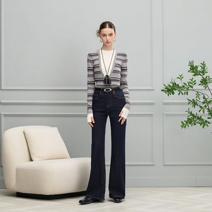 热卖加绒保暖牛仔裤女高裆原牛不掉色四面弹无束缚棉感显瘦喇叭裤