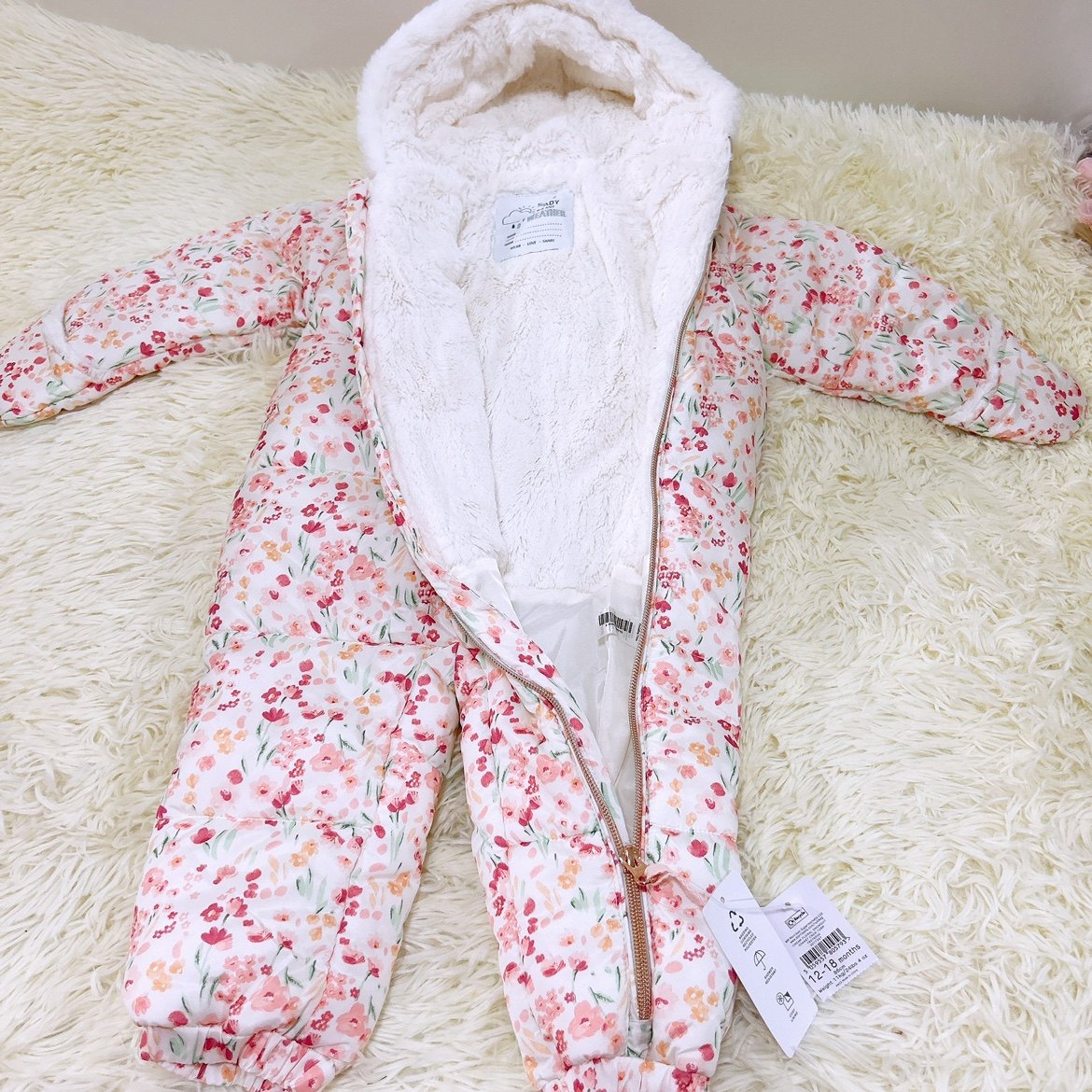 出口英国冬天加绒加厚婴儿衣服棉服棉衣女宝宝冬装外出连体衣棉服