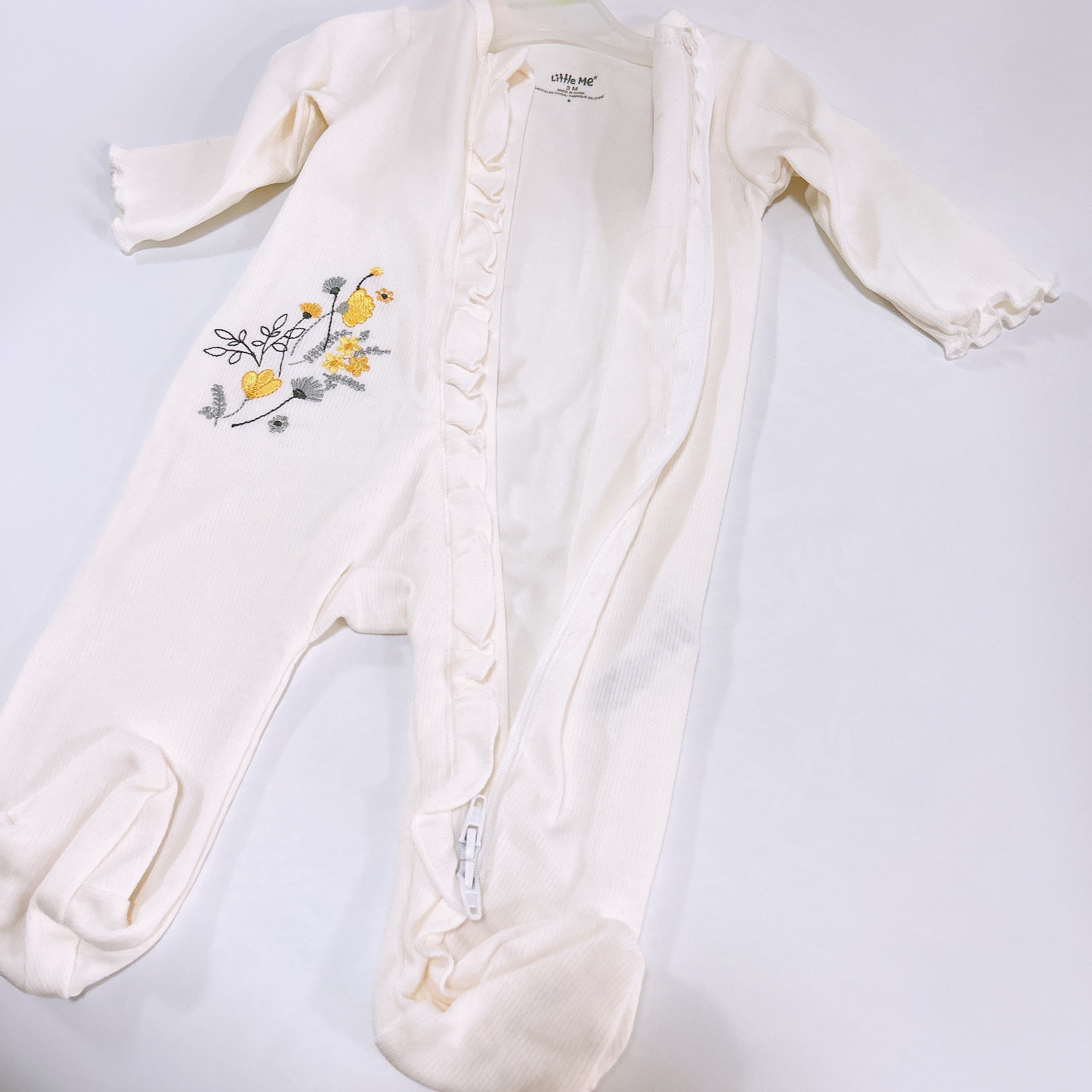 littleme纯棉新生儿女宝连体衣爬服婴儿爬服四季衣百日服满月哈衣