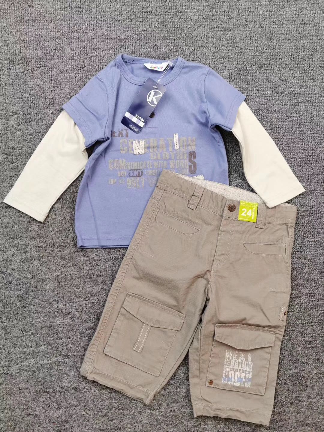 男孩春秋款t恤套装纯棉户外衣服