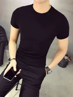 Летняя трендовая базовая приятная телу хлопковая футболка с коротким рукавом, короткий рукав, в обтяжку, большой размер