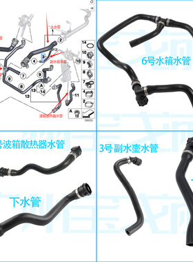 适用宝马1系F20水箱3系F30水管116上118下水管120发动机N13F35316