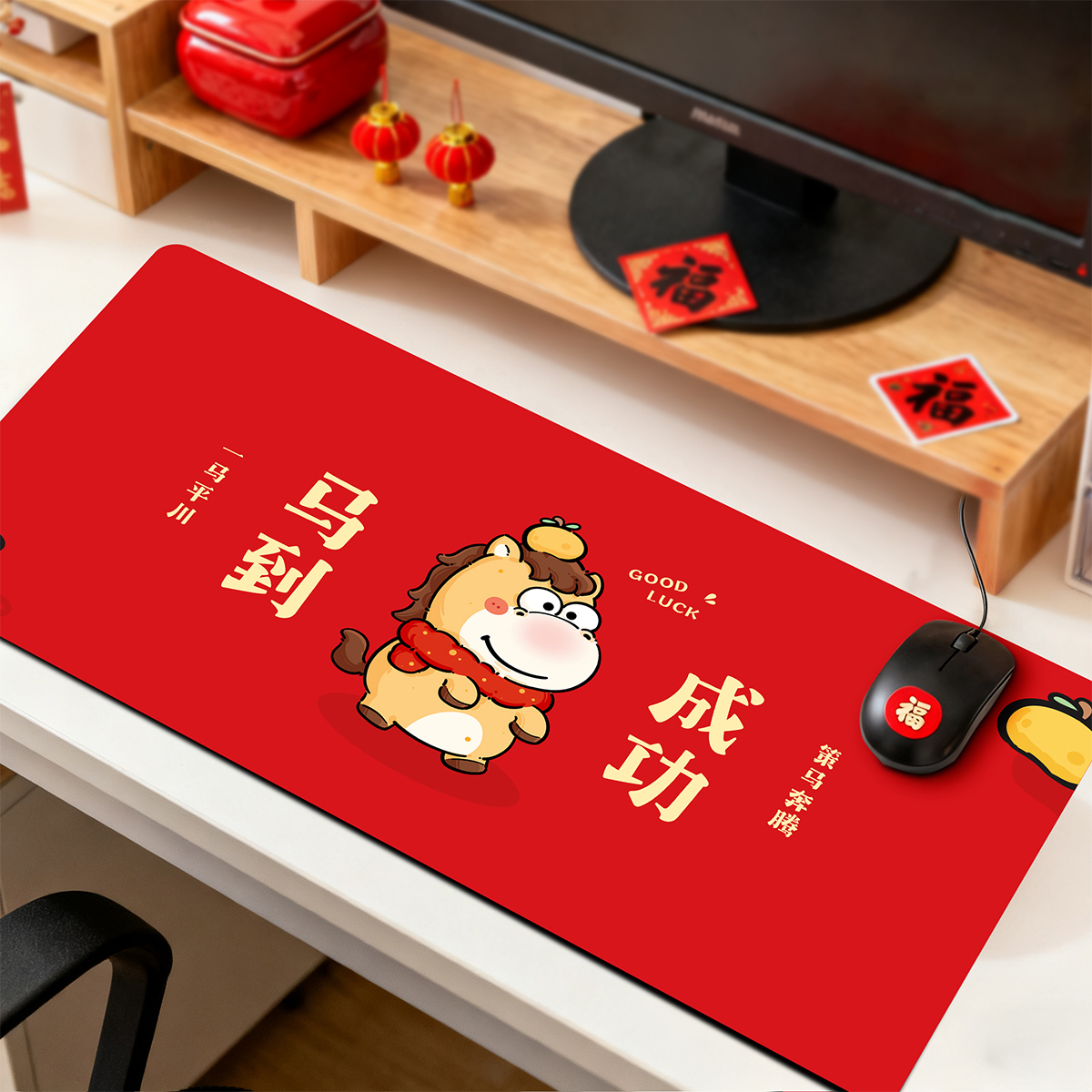 2026加厚硅藻泥鼠标垫发财创意文字办公游戏电竞电脑桌面通用垫子