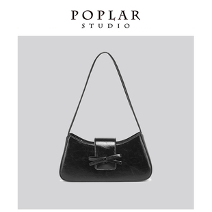 POPLAR高级感轻奢小众法棍包包女2026新款百搭简约蝴蝶结腋下包