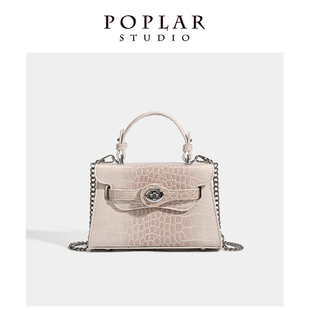 POPLAR高级感轻奢鳄鱼纹凯莉包包女2026新款小众百搭单肩斜跨包