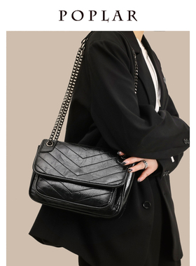 POPLAR今年流行高级感流浪包包女2025夏季新款单肩斜挎链条腋下包